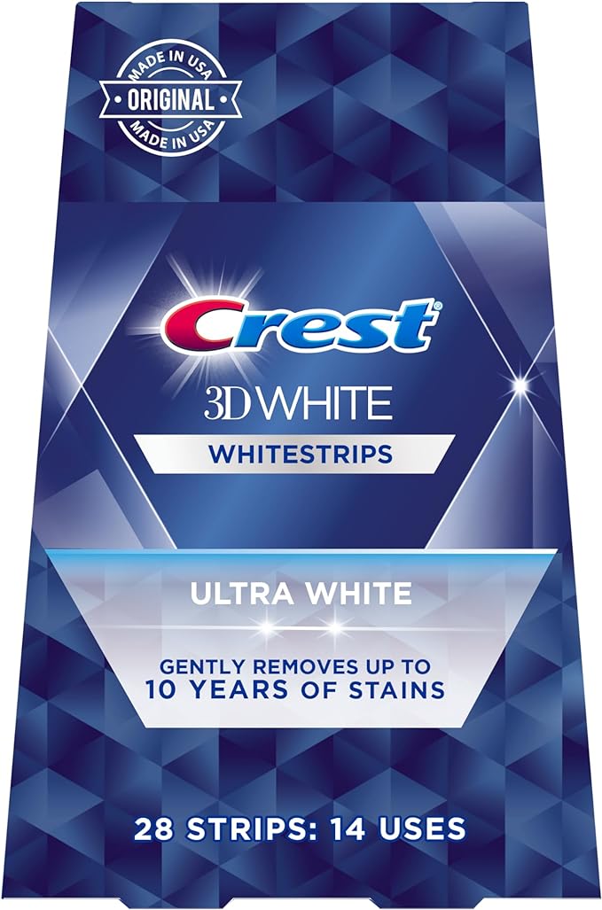 Crest 3D White Ultra White Whitestrips, Gently Removes Up to 10 Years of Stains, 28 Strips, 14 Treatments