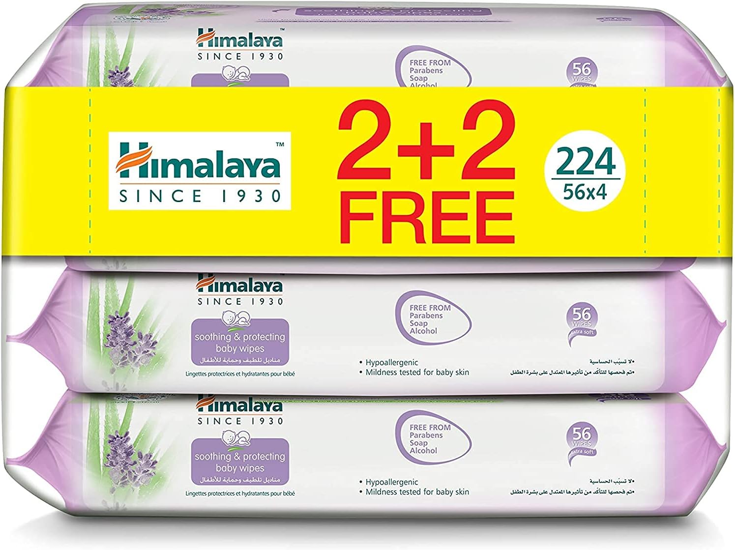 Himalaya soothing and protecting Baby Wipes Alcohol & Paraben Free 56 x 4