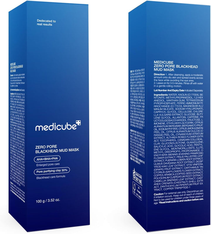 medicube Zero Pore Blackhead Mud Facial Mask - Skin Cooling & Pore Tightening - 3 Minute Quick Dry Formula with AHA, BHA, PHA, and Pore-Purifying Clay - Korean Mud Mask 3.52 oz