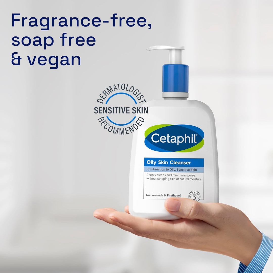 CetaPhil Oily Skin Cleanser 473ml, Foaming, Soap Free Gel Formula For Oily Combination Skin, Removes Excess Oil And Dirt With Niacinamide, Vegan