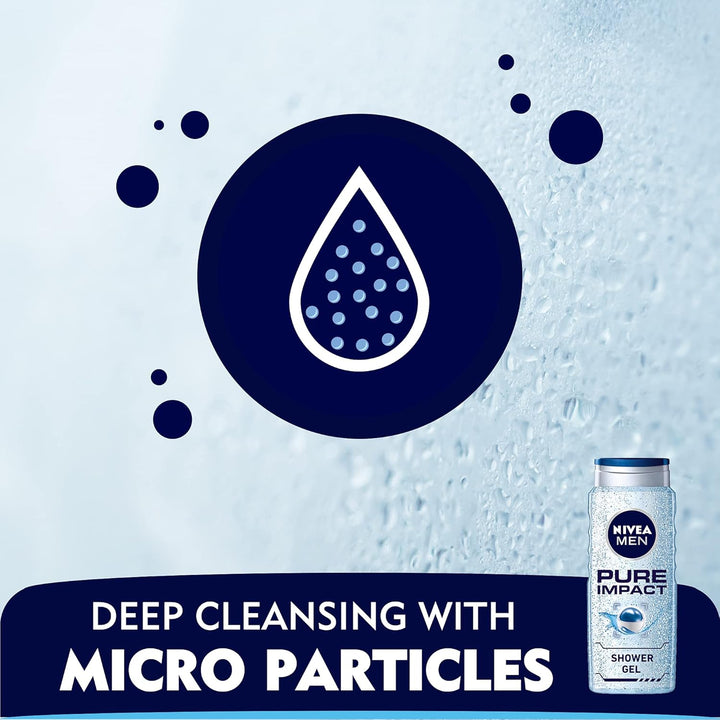 Nivea MEN 3in1 Shower Gel, Pure Impact Fresh Scent, 500ml