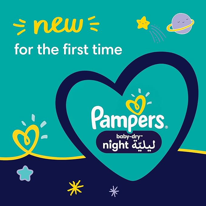 Pampers Baby-Dry Night Diapers Additional Absorption Layer for Overnight Leakage Protection, Size 5, 12-17kg, 58 Diaper Count
