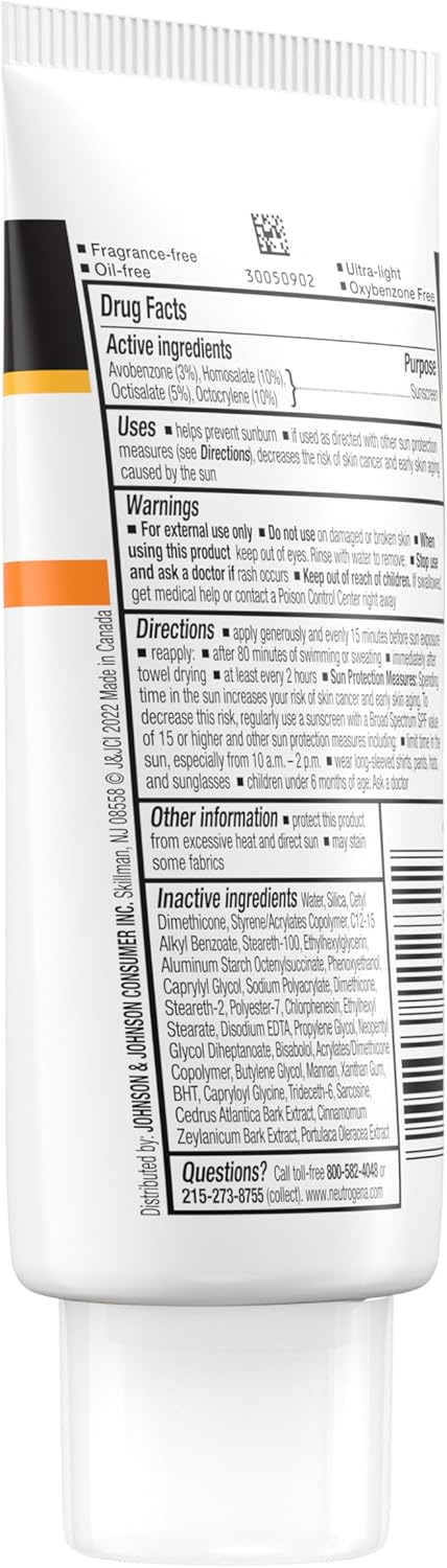 Neutrogena Clear Face Liquid Lotion Sunscreen for Acne-Prone Skin, Broad Spectrum SPF 50 UVA/UVB Protection, Oil-,