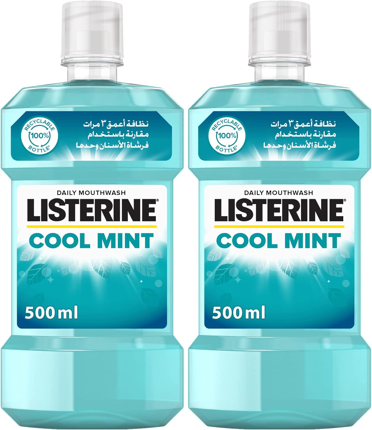 Listerine Cool Mint Mouthwash, Pack of 2x500ml