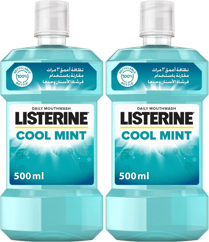 Listerine Cool Mint Mouthwash, Pack of 2x500ml