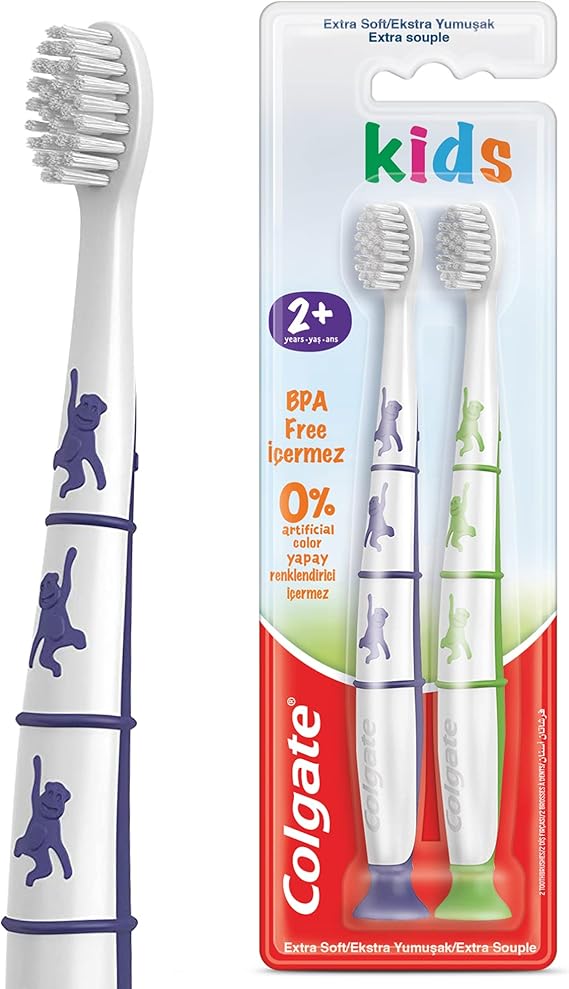 Colgate Kids BPA Free Extra Soft Toothbrush For Kids 2+ Year 2 pieces