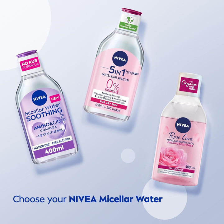 Nivea Face Micellar Water, Makeup Remover, All Skin Types, 400ml
