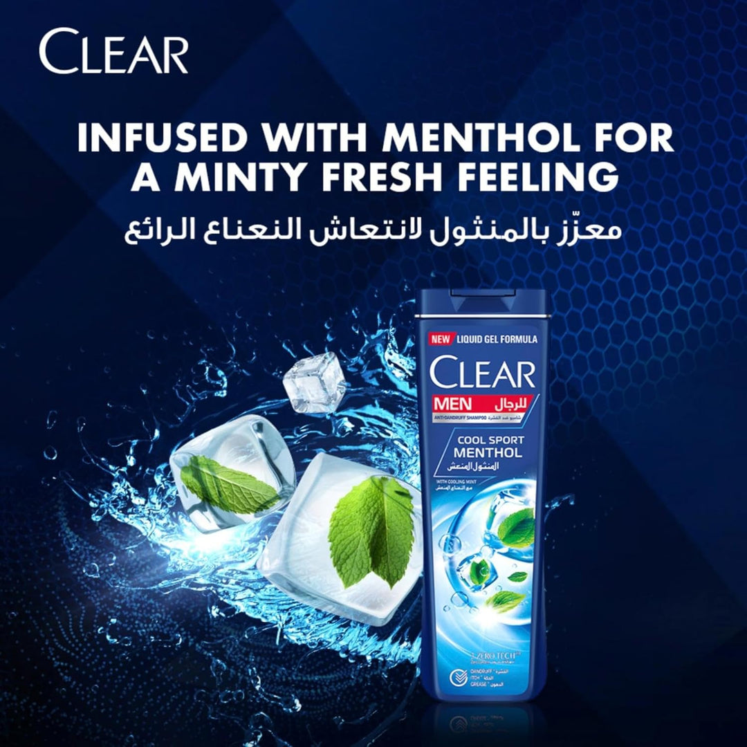 CLEAR Men Anti-Dandruff Shampoo, for dandruff prone scalp, Cool Sport Menthol gives cooling sensation, 2 x 350ml