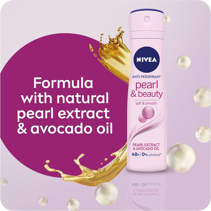 Nivea Antiperspirant Roll-on for Women, Pearl & Beauty Pearl Extracts, 2x150ml
