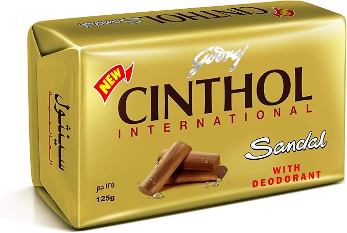 Cinthol Godrej Cinthol Bar Soap 99.9% Germ Protection Sandal (With Deodorant) 125G - (Pack Of 6)