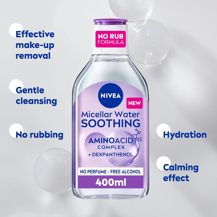 Nivea Face Micellar Water, Makeup Remover, All Skin Types, 400ml