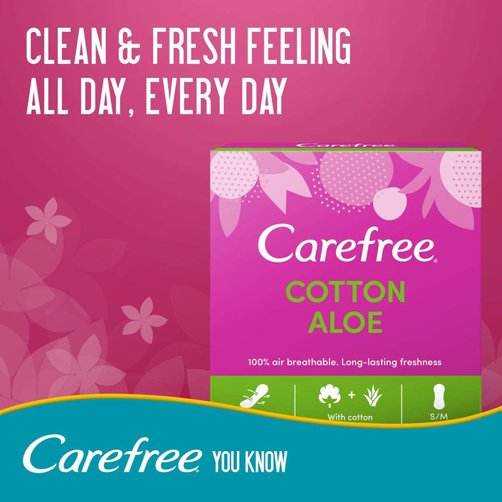 Carefree Daily Panty Liners, Cotton, Aloe, Pack of 56