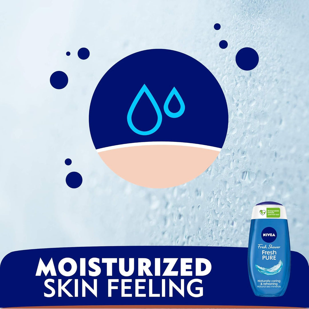 Nivea Shower Gel Body Wash, Fresh Pure Sea Minerals Aquatic Scent, 250ml
