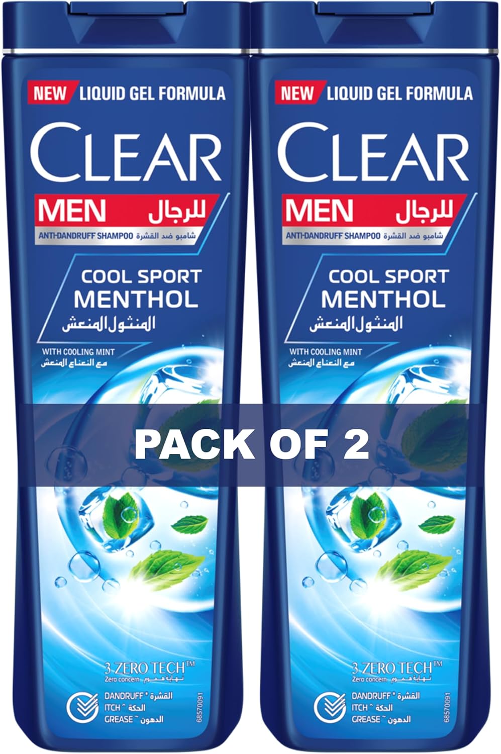 CLEAR Men Anti-Dandruff Shampoo, for dandruff prone scalp, Cool Sport Menthol gives cooling sensation, 2 x 350ml