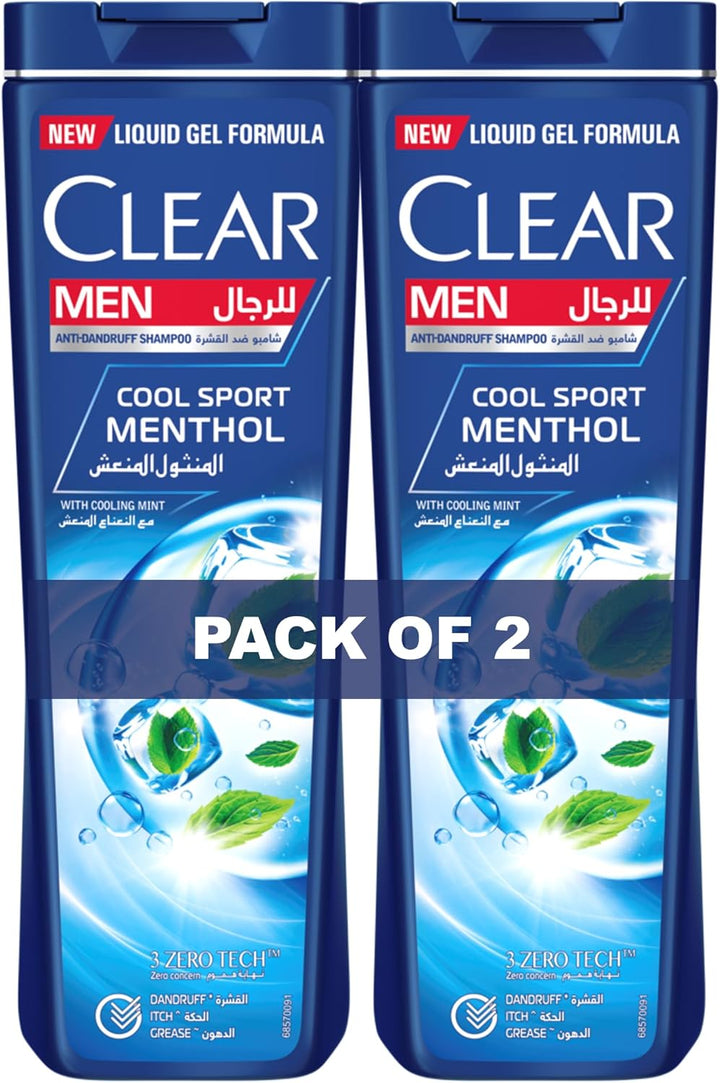 CLEAR Men Anti-Dandruff Shampoo, for dandruff prone scalp, Cool Sport Menthol gives cooling sensation, 2 x 350ml