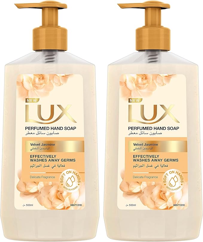 Perfumed Liquid Hand Wash, Velvet Jasmine, with Almond Oil & Glycerin, for Fragrant, Soft and Clean Hands, 500ml x 2