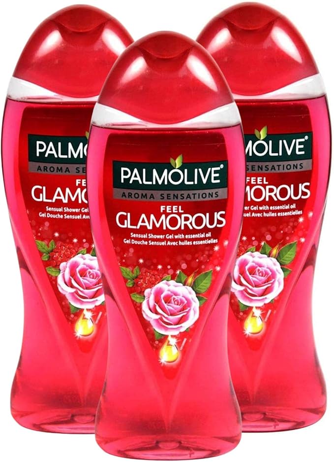 Palmolive Shower Gel Aroma Sensations Feel Glamorous Body Wash, Pampering shower gel, Delicious fragrance, Silky shower gel with essential oils 500ml (Pack of 3)