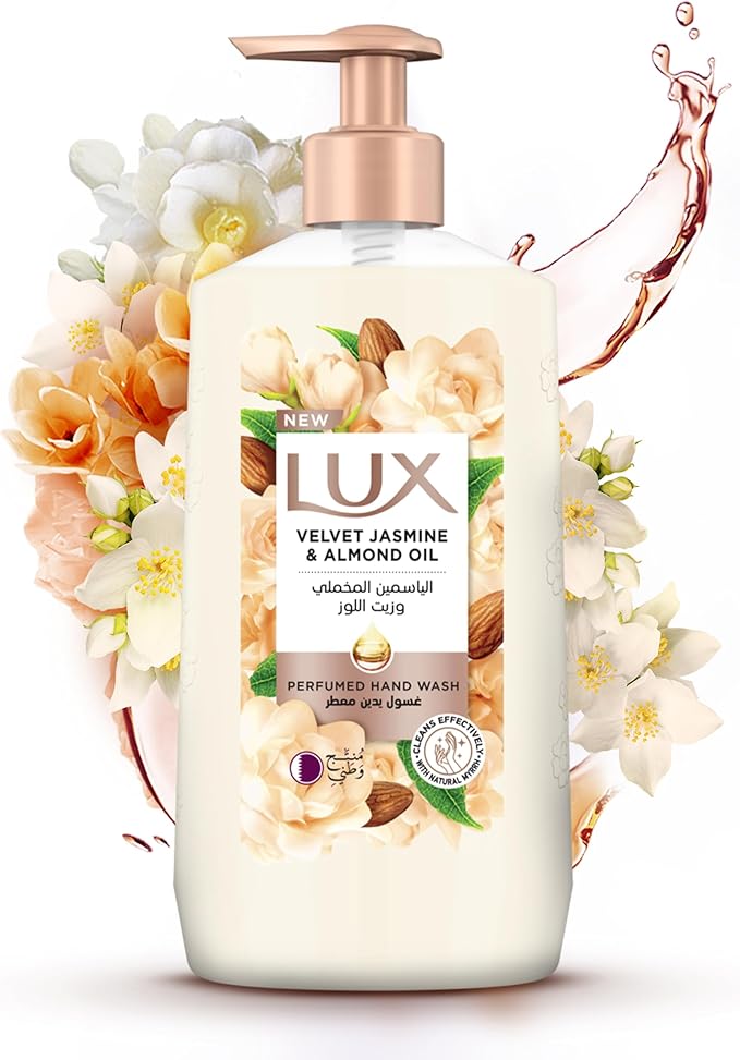 LUX Perfumed Liquid Hand Wash, Velvet Jasmine, with Almond Oil & Glycerin, for Fragrant, Soft and Clean Hands, 250ml