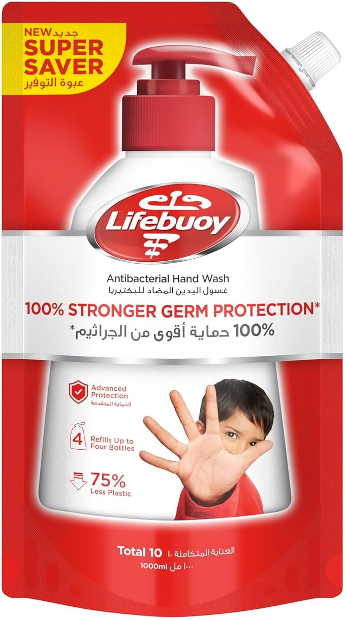 Lifebuoy Antibacterial Hand Wash, Total 10, for 100% stronger germ protection in 10 seconds, 1L