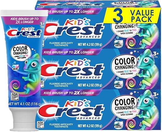 Crest Advanced Kid's Fluoride Toothpaste, Bubblegum Flavor, 4.2 oz, 3 Count