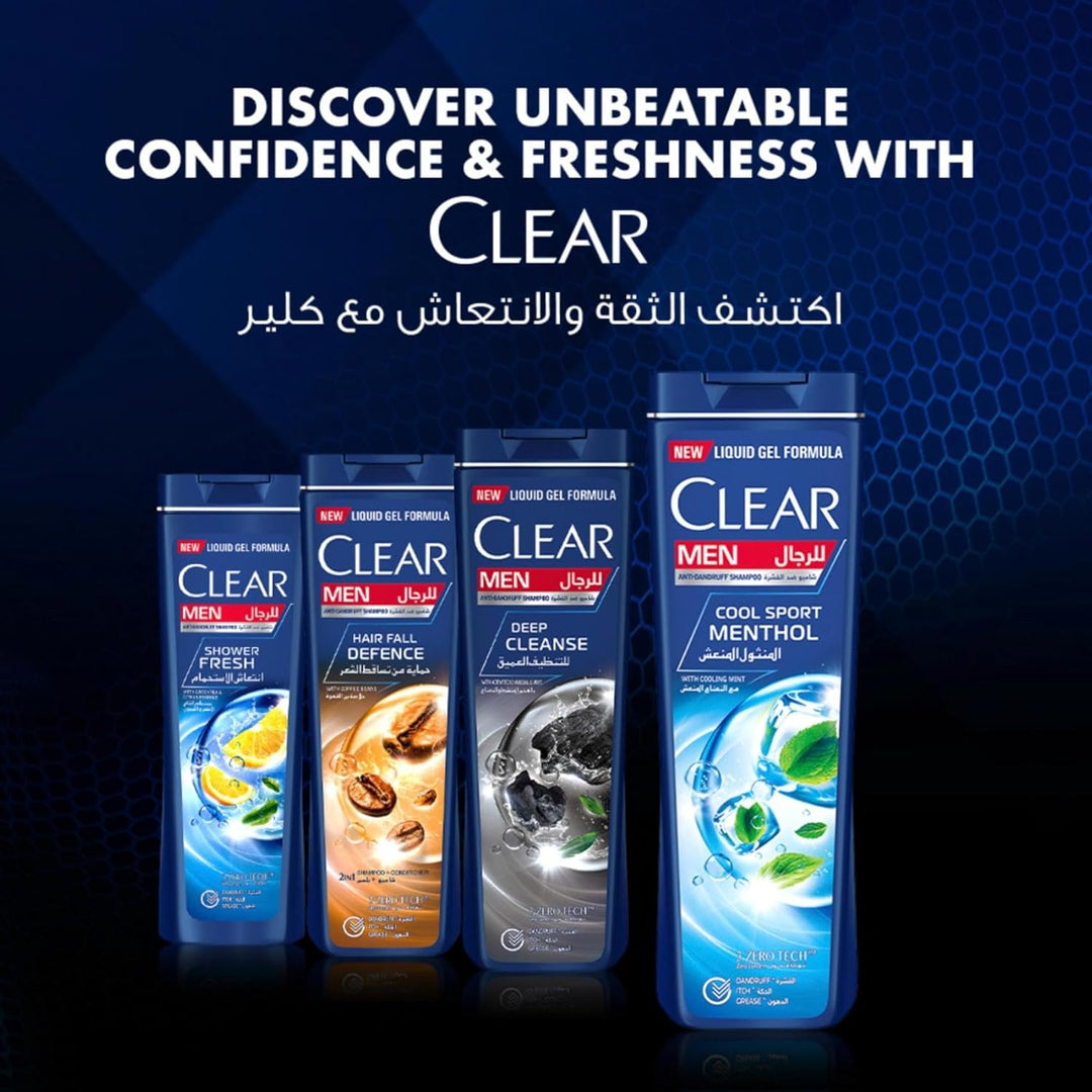 CLEAR Men Anti-Dandruff Shampoo, for dandruff prone scalp, Cool Sport Menthol gives cooling sensation, 2 x 350ml