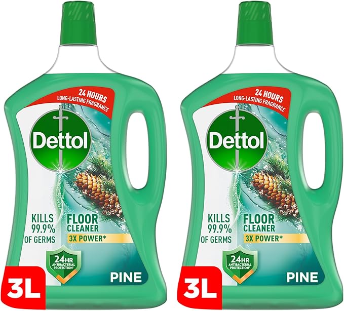 Dettol Antibacterial Power Floor Cleaner (Kills 99.9% of Germs), Can be Paired with Vacuum Cleaner for Cleaner and Shinier Floors, 3L (Pack of 2)