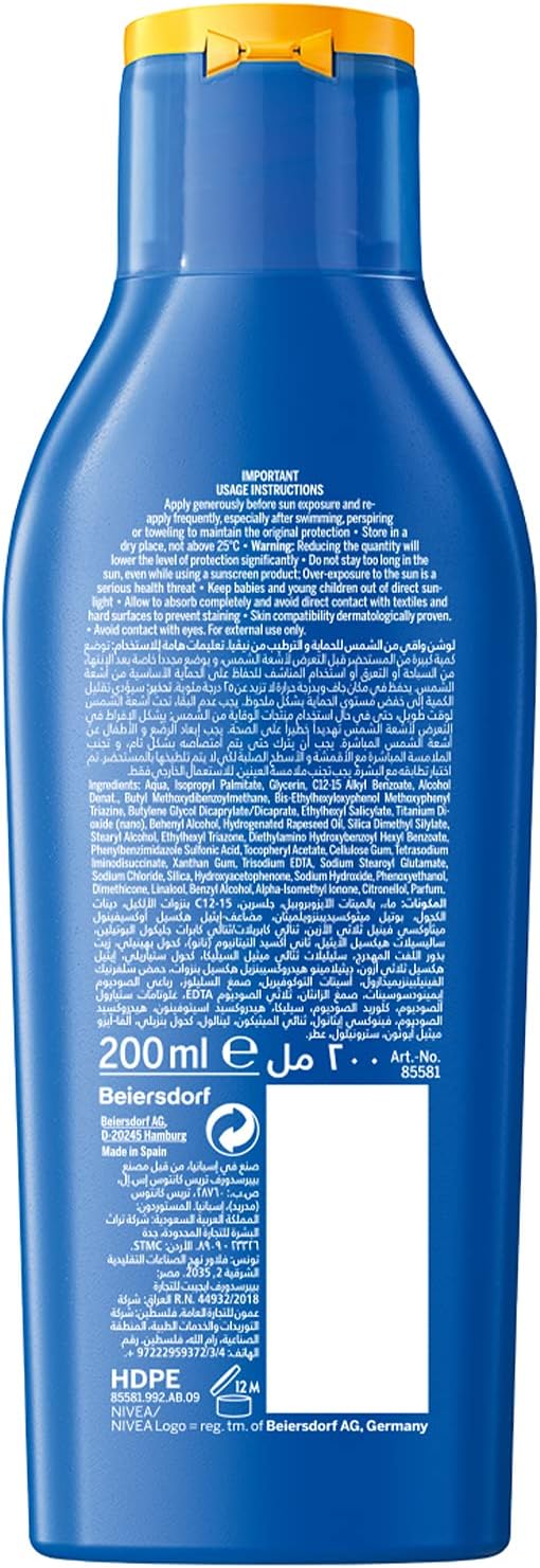 Nivea SUN Lotion, UVA & UVB Protection, Protect & Moisture, SPF 30, 200ml