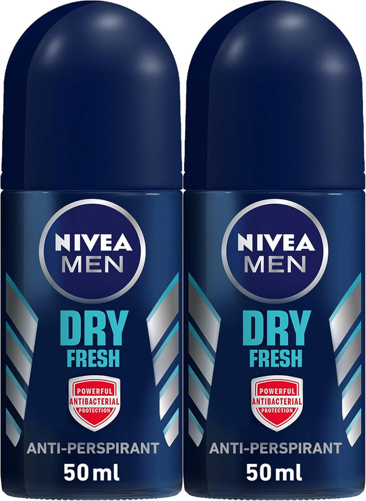 MEN Antiperspirant Roll-on for Men, 48h Protection, Dry Fresh Antibacterial, 2x50ml