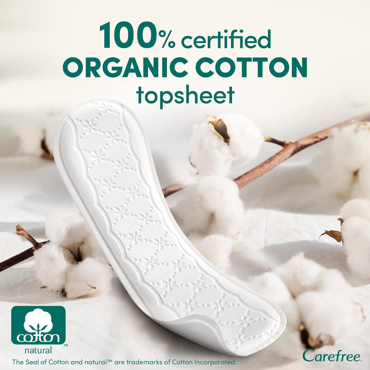 Carefree 100 Percent Organic Cotton Liners, Dermatologically Tested, Fragrance Free, Long Size, Pack of 24