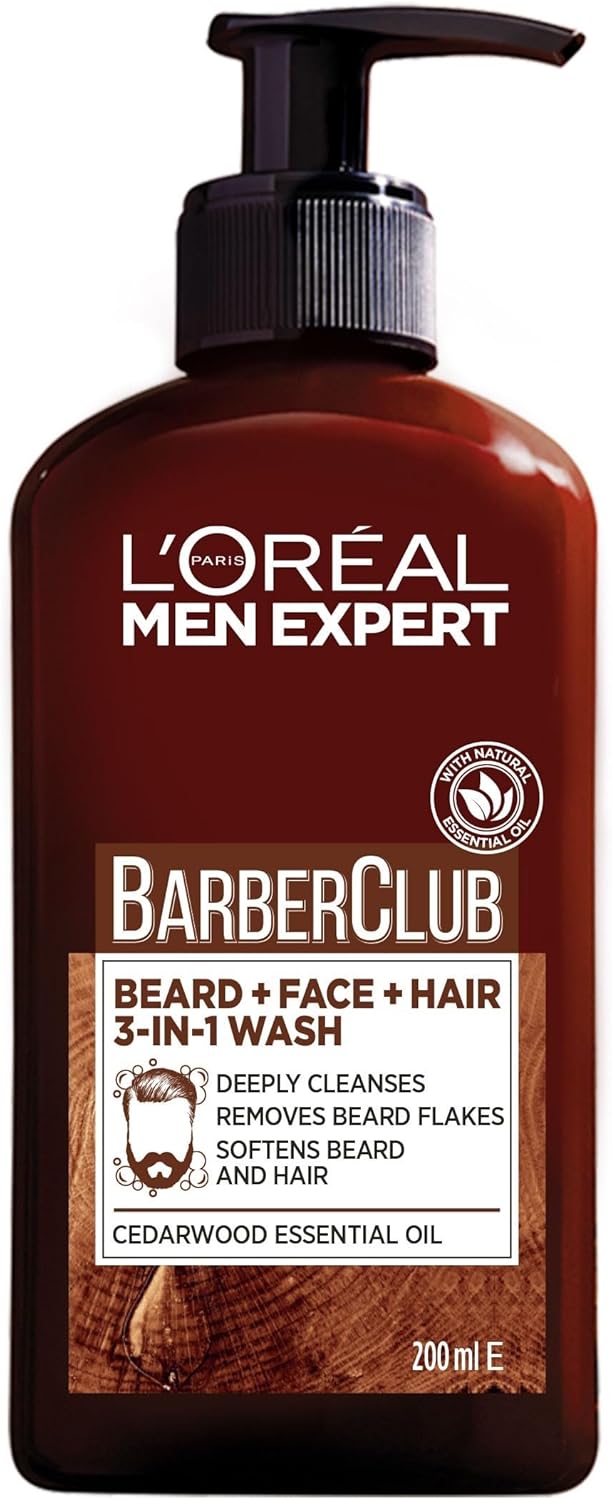 L'Oreal Men Expert Barber Club 3-In-1 Beard, Hair & Face Wash, 200 Ml