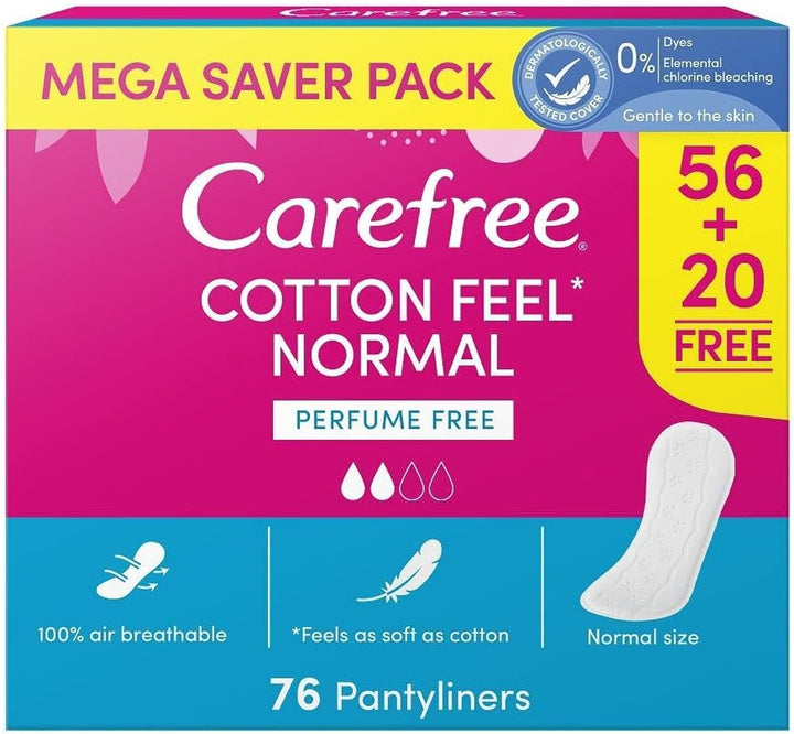 Carefree Cotton feel, Unscented, Pantyliners Pack of 76
