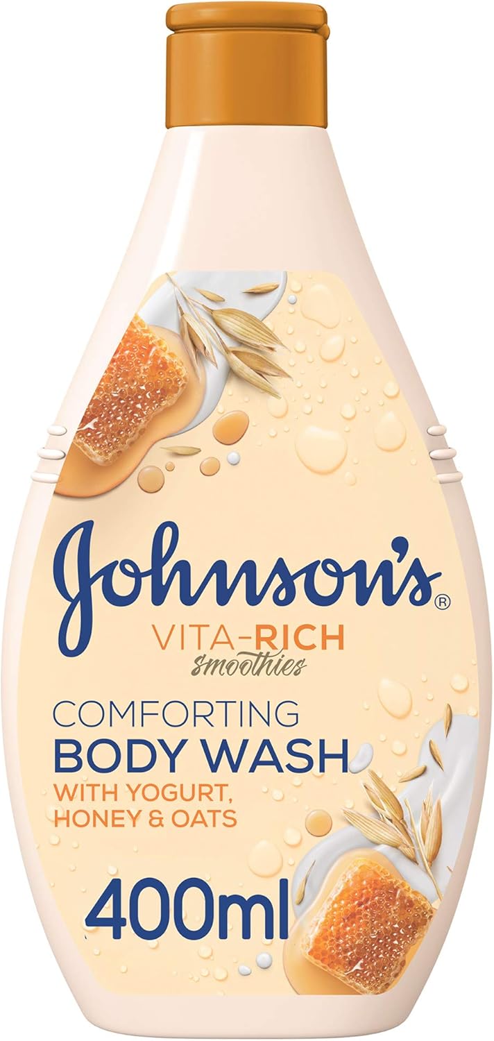 Johnson's, Body Wash, Vita-Rich, Smoothies, Comforting, Yogurt, Honey & Oats, comforting body wash, light-weight and non-greasy