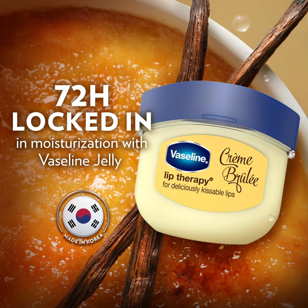 Vaseline Lip Care Crème Brulee Lip Balm Tub With Pure Jelly & Crème Brulee For Deliciously Kissable Lips| Nourishes & Protects Lips|