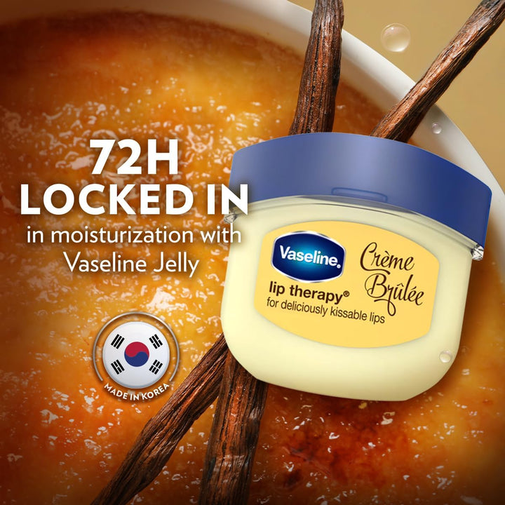 Vaseline Lip Care Crème Brulee Lip Balm Tub With Pure Jelly & Crème Brulee For Deliciously Kissable Lips| Nourishes & Protects Lips|