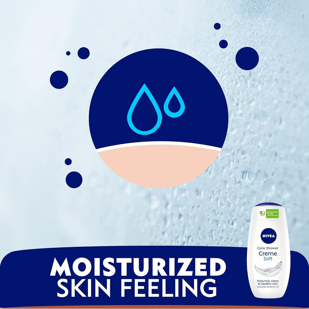 Nivea Shower Gel Body Wash, Cleansing Creme Soft Almond Oil Mild Scent, 250ml