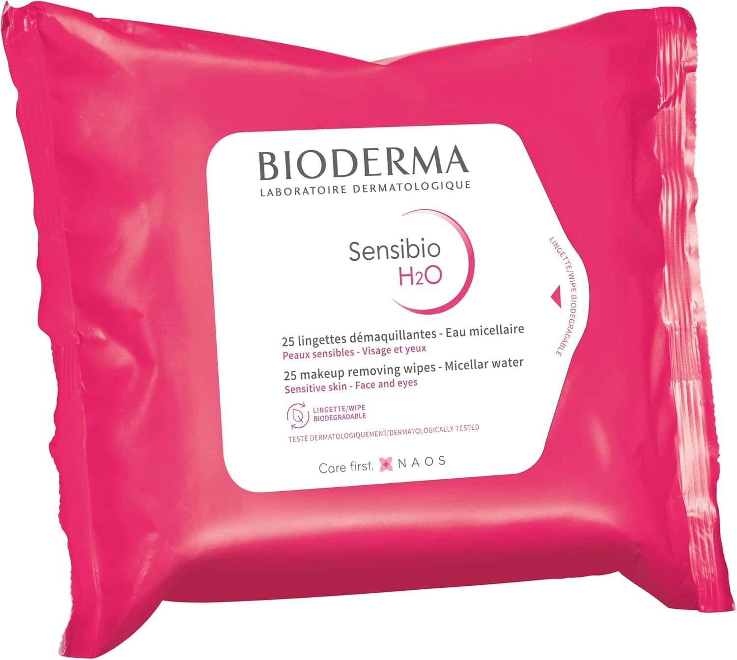 Sensibio H2O Micellar Water 25 Make Up Removing Wipes for Sensitive Skin, White