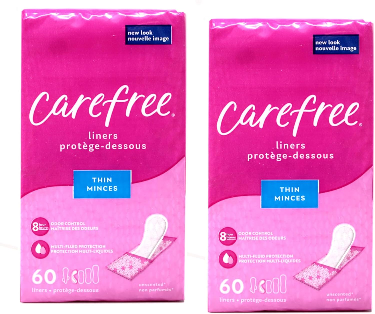 Carefree Body Shape Thin Unscented, 60 Count (Pack of 2)