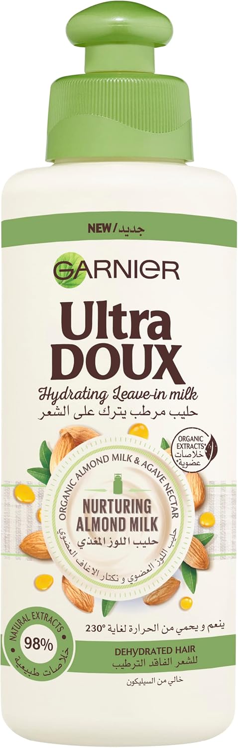 Garnier Ultra Doux Almond Milk Hydrating Leave-In Milk, 2 X 200 ml - Pack of 1