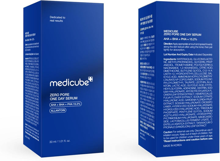 medicube Zero Pore One-Day Serum 1.01 fl.oz - Overnight Resurfacing Serum with Pore Tightening Complex - 15.2% AHA+BHA+PHA & 2% Niacinamide - 10.8% reduction in pore appearance after one day of use