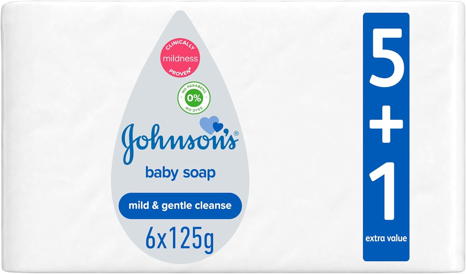 JOHNSON BABY Soap Mild & Gentle Cleanse   5+1 125gm