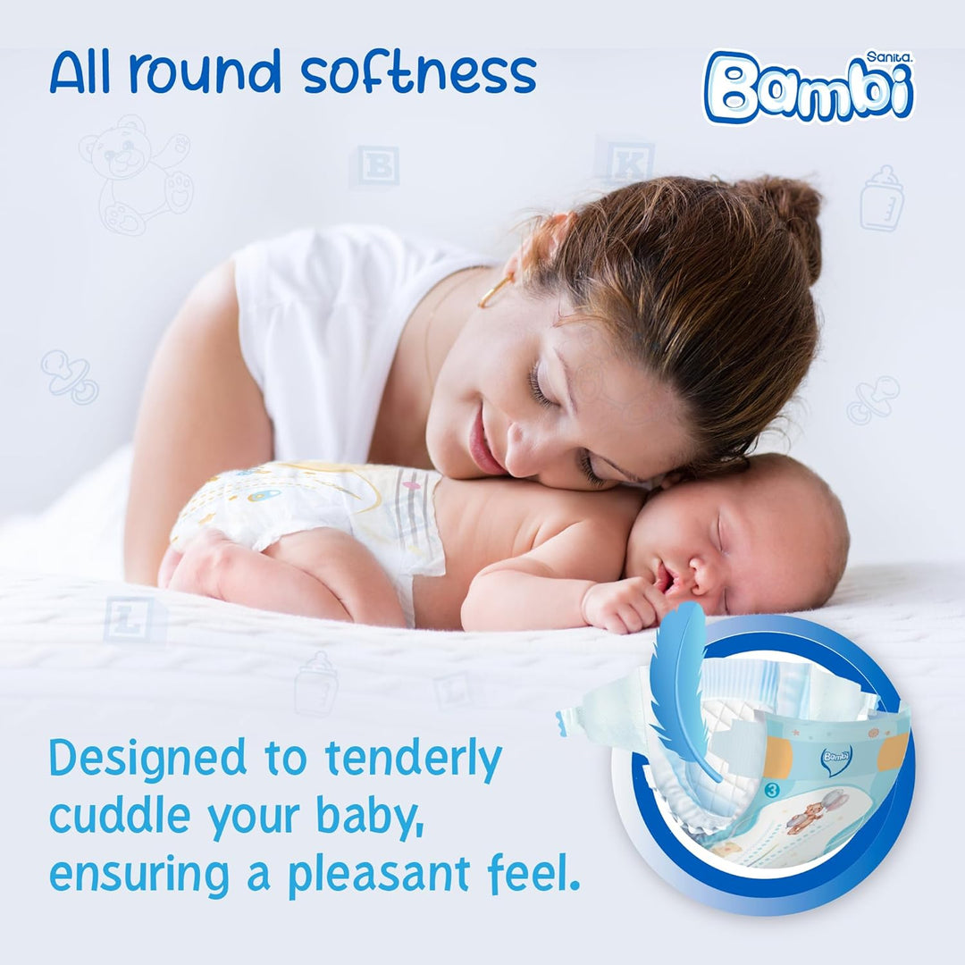 Sanita Bambi Baby Diapers Super Pack, Size 3, Medium, 6-11 kg, 140 Count