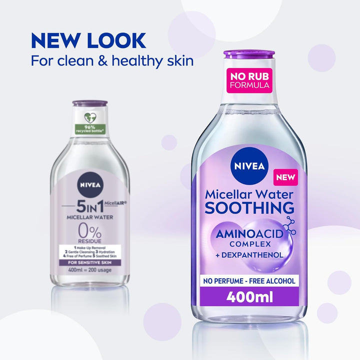 Nivea Face Micellar Water, Makeup Remover, All Skin Types, 400ml