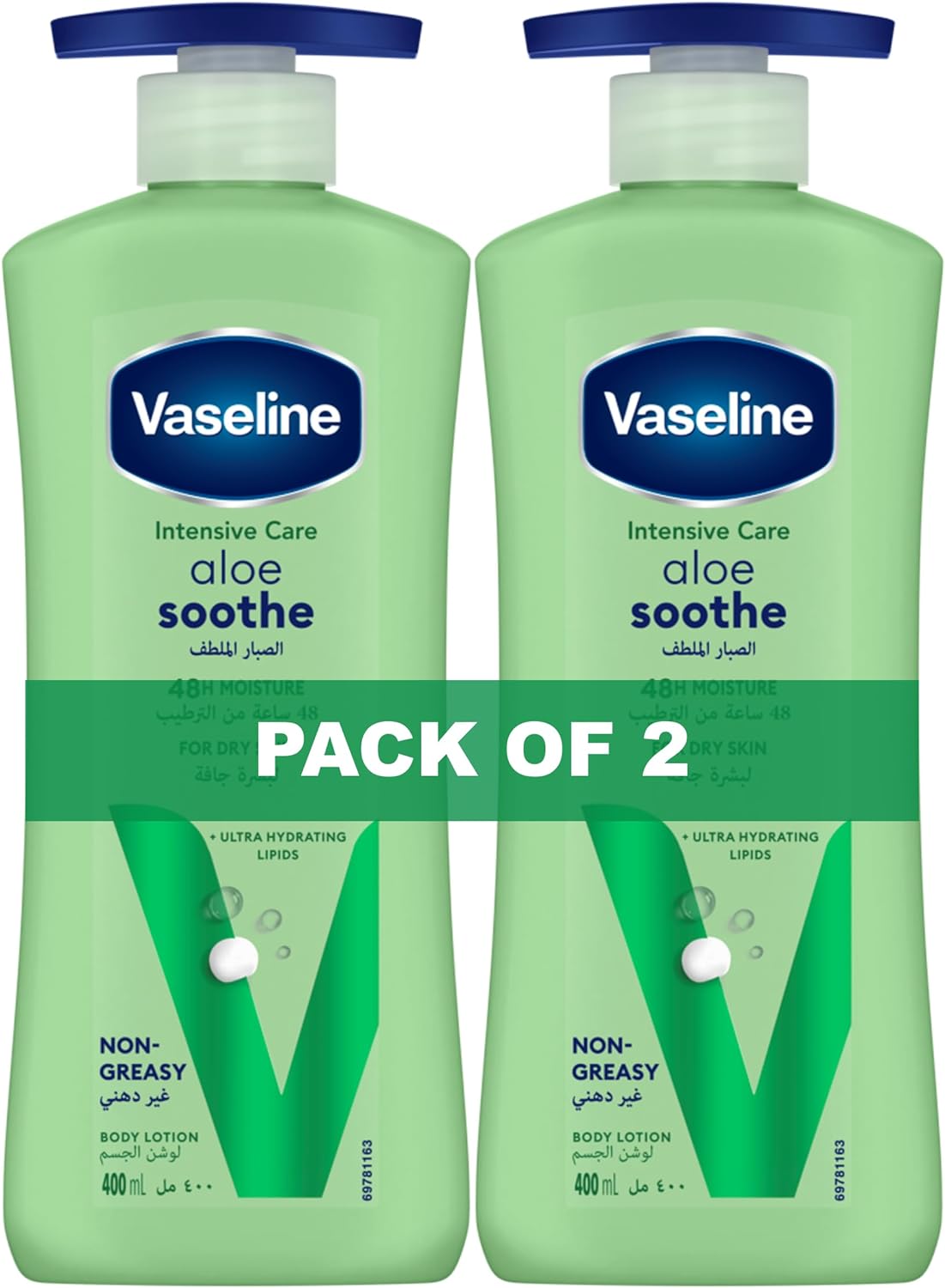Vaseline Body Lotion Aloe Soothe, 2 x 400ml