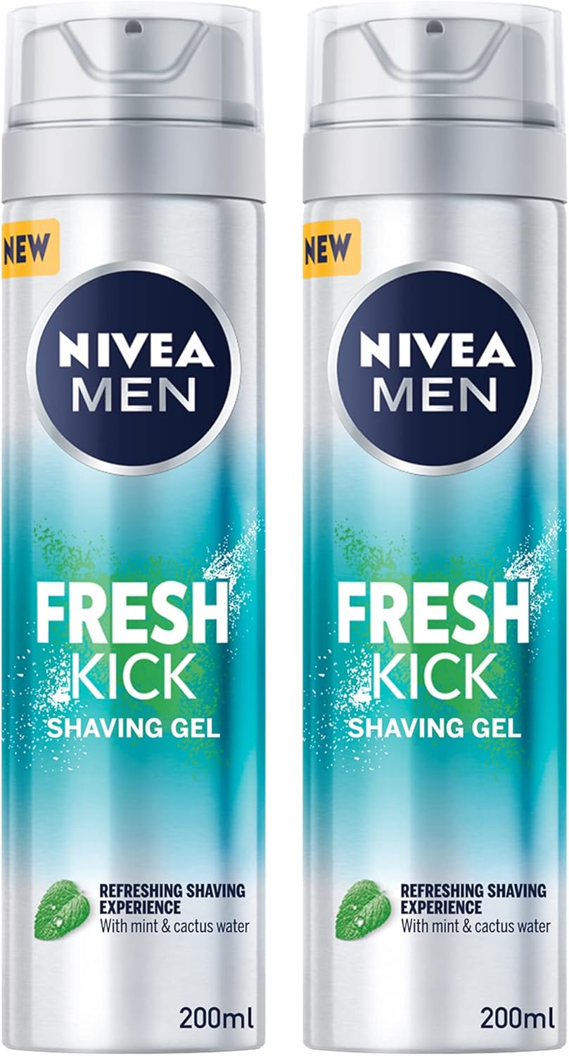 Nivea MEN Shaving Gel, Fresh & Cool Mint Extracts, 2X200ml
