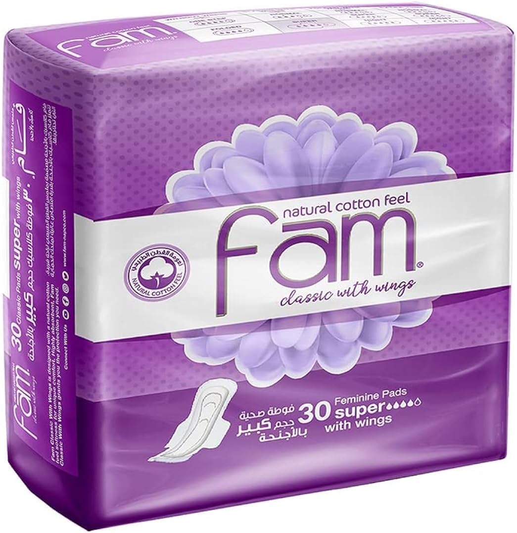 Fam Natural Cotton Feel Classic with Wings 30 Pads