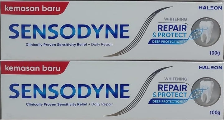 Sensodyne Repair and Protect Whitening Toothpaste, Toothpaste for Sensitive Teeth and Cavity Prevention, 3.4 oz (Pack of 2)