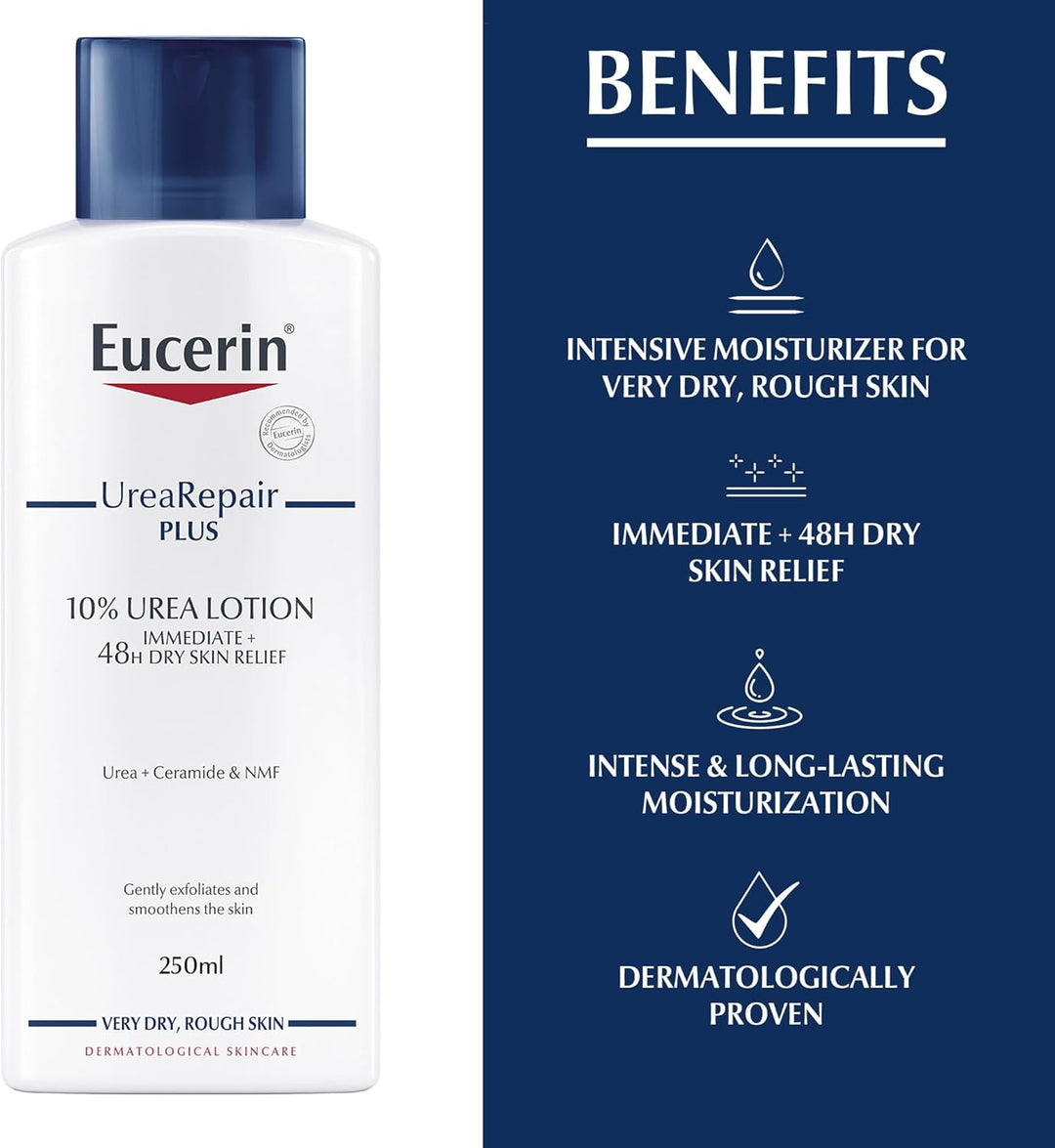 Eucerin Immediate 48-Hour Relief for Dry Skin, Daily Body Moisturizer for Dehydrated Skin, Suitable for Mature & Diabetic Skin, 250ml