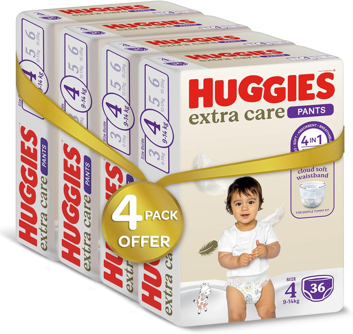 Huggies, Extra Care Culottes, Size 4, 9-14 kg, Super Mega Pack, 144 Diaper Pants