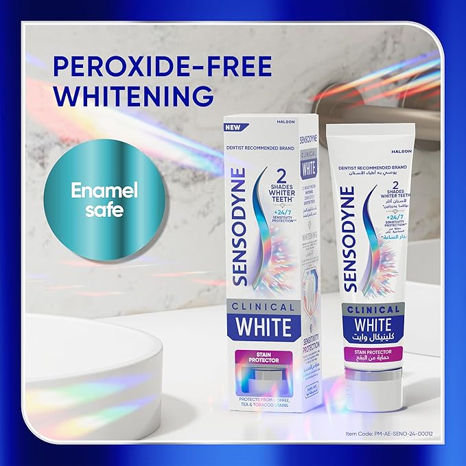 Clinical White Sensitive Teeth Whitening Toothpaste, Stain Protector, Extra Fresh, 75ml