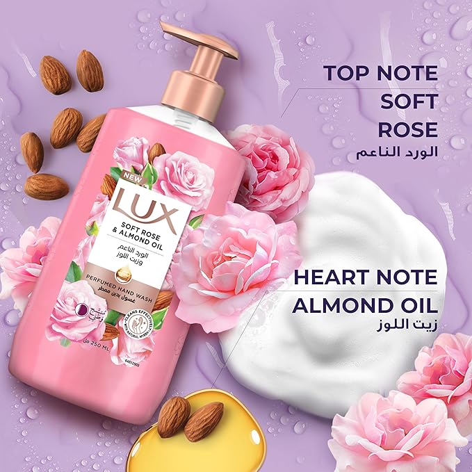 LUX Perfumed Liquid Hand Wash, Soft Rose, with Almond Oil & Glycerin, for Fragrant, Soft and Clean Hands, 500ml